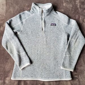 Youth Size 10 M Patagonia Sherpa Lined 1/4 Zip Sweater Grey/Blue